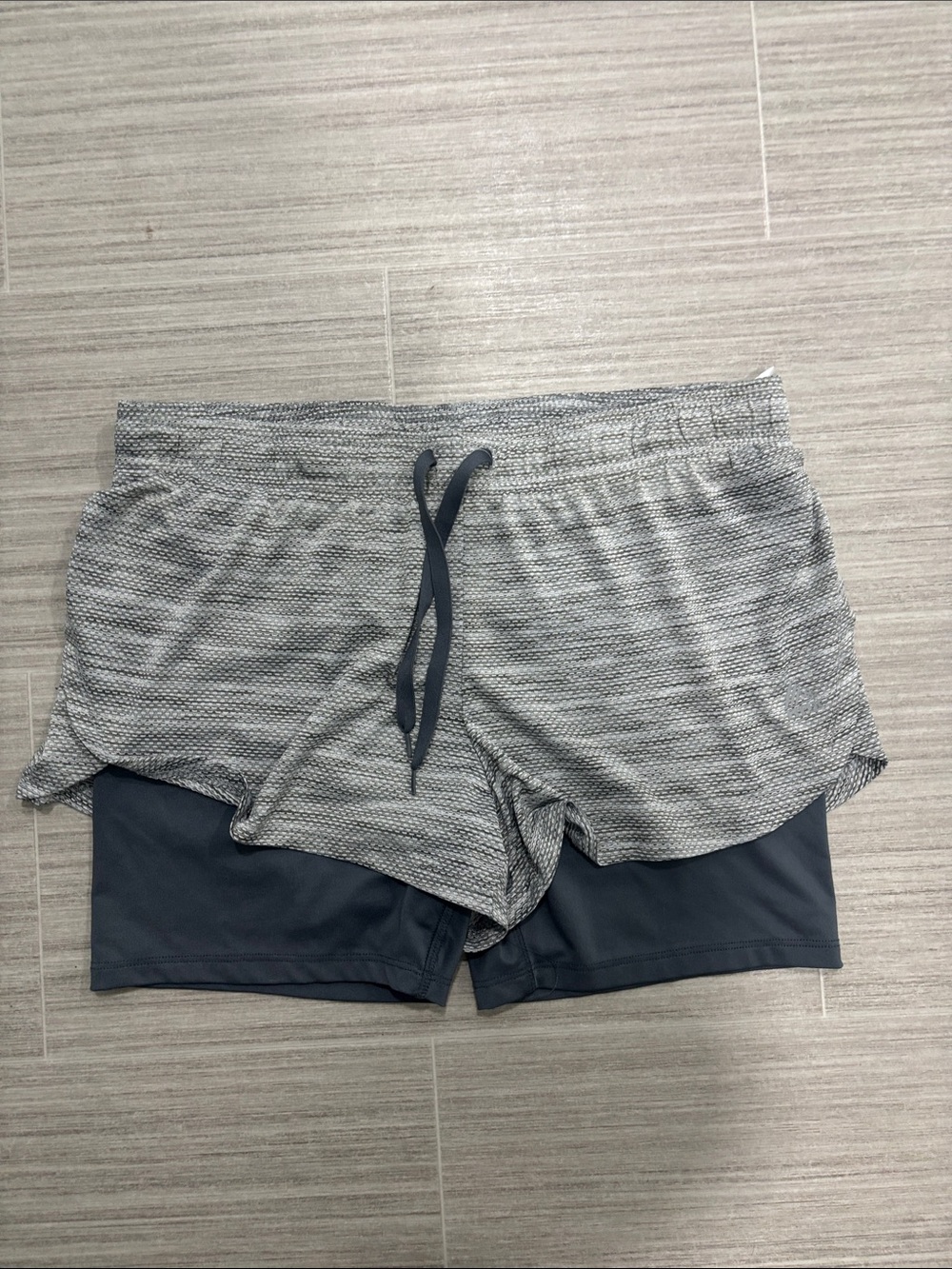 Gray Layered Athletic Running Shorts